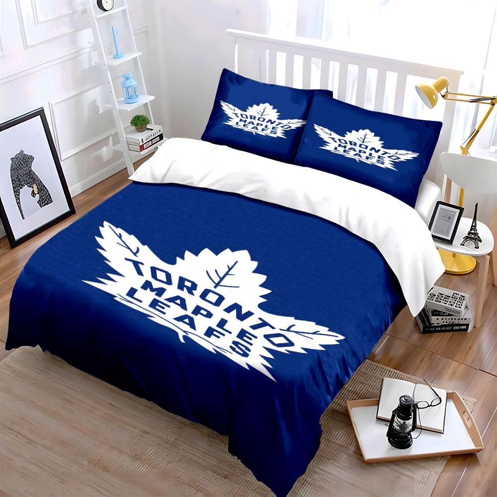 Toronto Maple Leafs Logo Bedding Design Print Bedding Set Duvet Cover Pillowcases (1* Duvet Cover 2* Pillowcases Do Not Include Comforter)