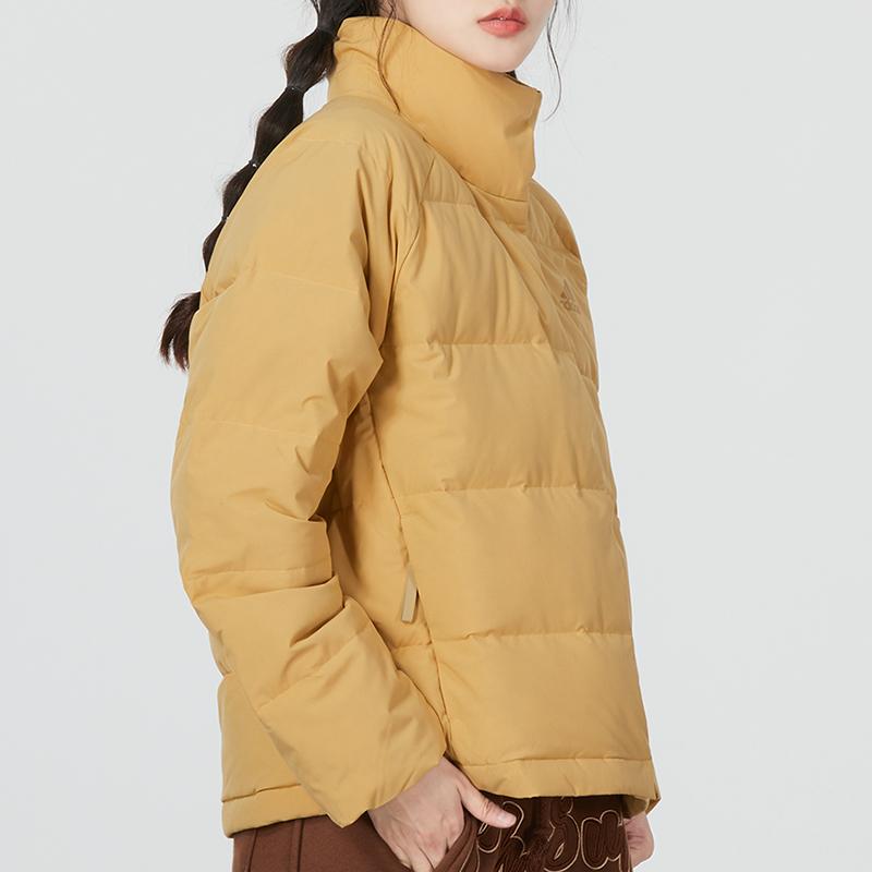 Adidas Womens Helionic Rlx Sports Casual Stand Collar Solid Color Warm Down Jacket Women Outerwear Yellow HE1457