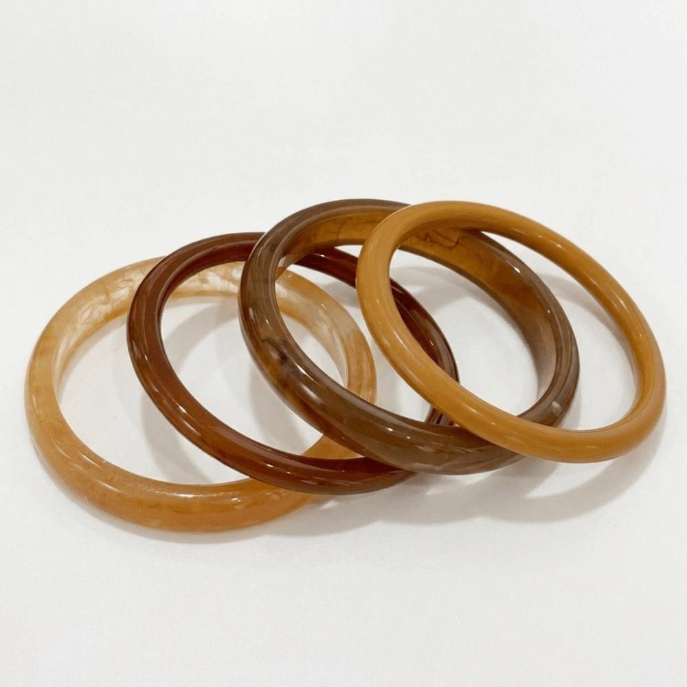4 pcs/set Light Luxury Resin Bracelet Set Vintage Layering Jewelry Stackable Bangle  Wedding