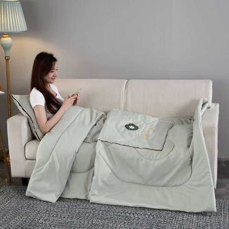 YEKEROLAN Freesia Embroidered Cushion Blanket
