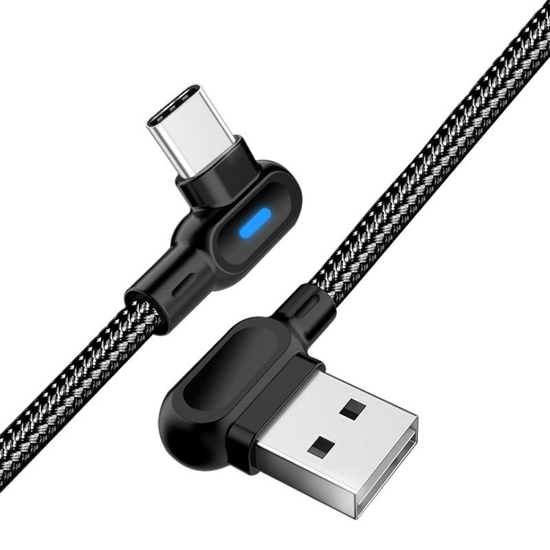 0,5 м 90 градусов Micro USB Type-C Кабель Быстрая зарядка USB-C Micro USB Кабель Светодиодный USB-C для Xiaomi Mi A3 Redmi 8 Note 7 K20 Pro m