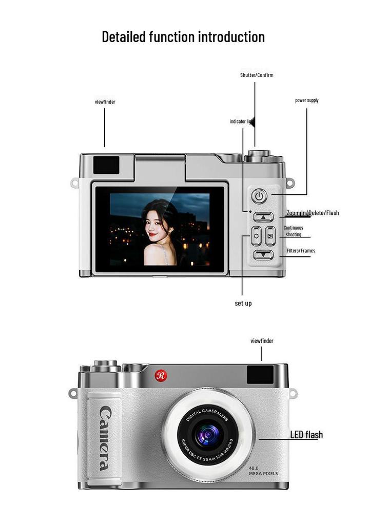 2026 Retro 4K HD Flip Screen Mirrorless Digital Camera for Students & Travel