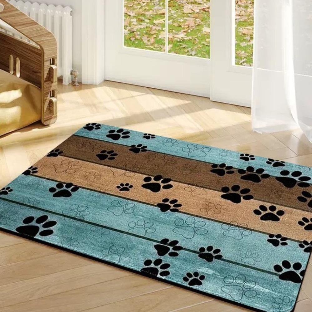 Dirt Resistant Paw Print Doormat Waterproof Paw Print Carpet Non-Slip Door Mat  Entrance 15.75x23.62 in-Style D