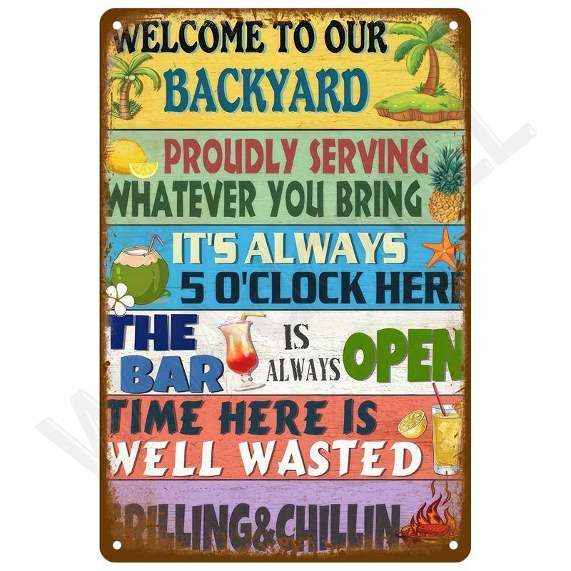 Retro Metal Sign Wall Art Mural Aesthetic Room Home Decor Items Poster Vintage Metal Plate Garage Decoration Tin Sign Plates Bar