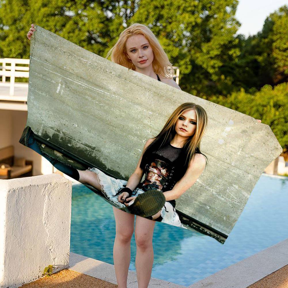 Singer A-Avril L-Lavigne Beach Towel Colorful Bath Towels for Girl Microfiber Quick Dry Custom Sand Free Beach Yoga Spa Gym Pool