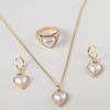 4-teiliges Damen Zirkon Set Modische und lässige künstliche Zirkon herzförmige Halskette, Ring, Ohrring Zubehörset, geeignet für