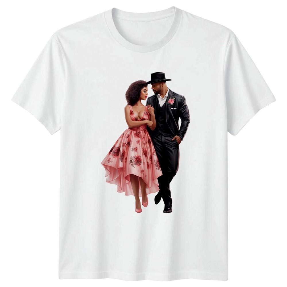 RoUnisextic Couple Illustration Unisex TShirt Graphic Tee S