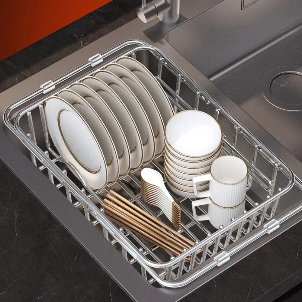 304 Stainless Steel Stainless Steel Dish Drying Rack Fruit Vegetable Drain Basket  Fruit Washing