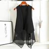 Summer Women Chiffon Vest Long Sleeveless Irregular Waistcoat Lightweight Asymmetrical Casual Outerwear