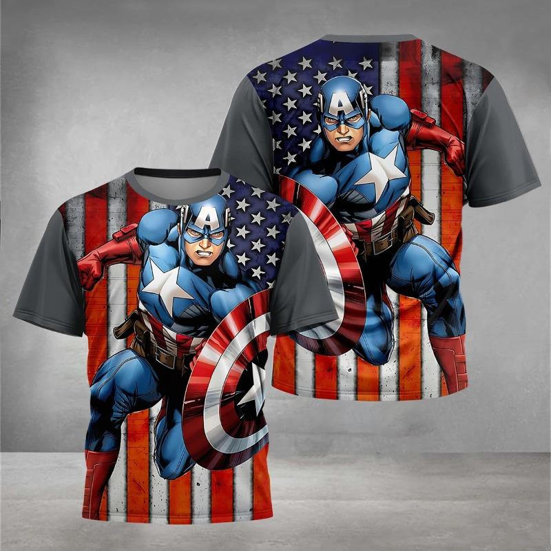 Men's Marvel Captain America 3D Printed T-shirt Outdoor Casual Short Sleeve