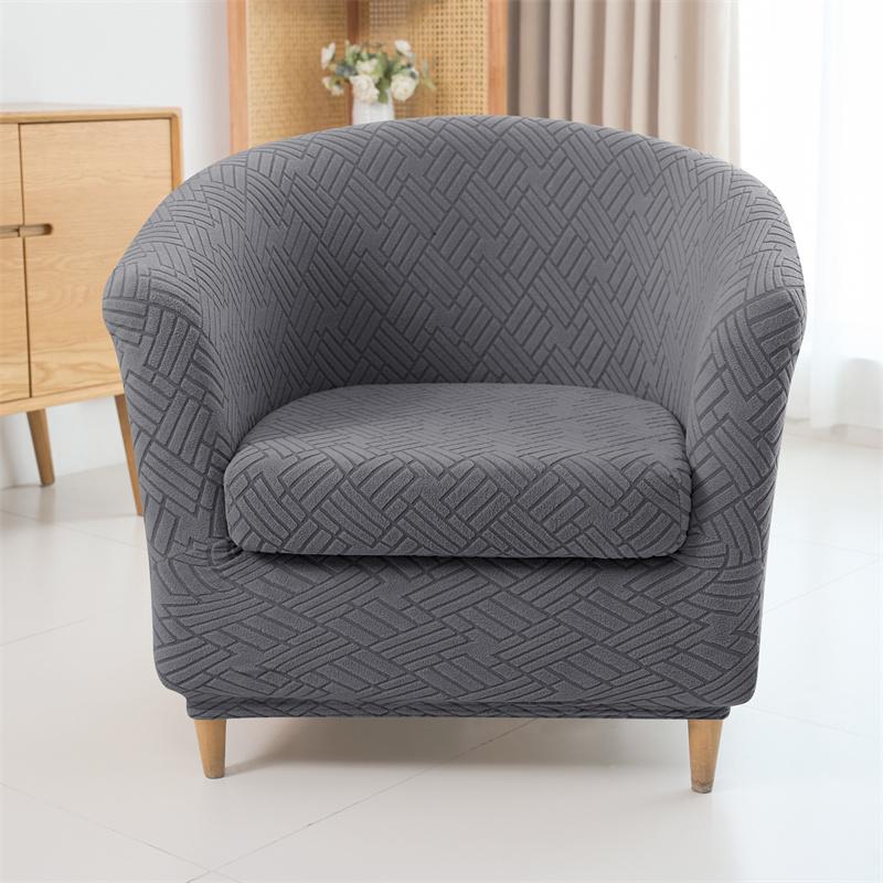 2pcs/set Jacquard Club Tub Chair Cover with Cushion Cover Elastic Armchair Slipcover Non Slip Couch Cover Furniture Protector