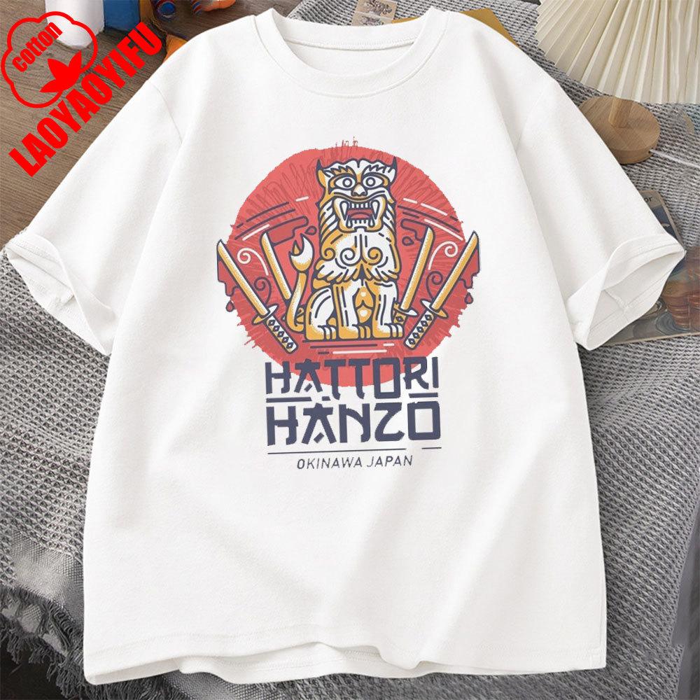Хаттори Ханзо КРАСНЫЕ Мечи и Суши Убить Билла Окинава Япония Тарантино Футболка Круглый вырез Короткие рукава Свободный Мода Топы L