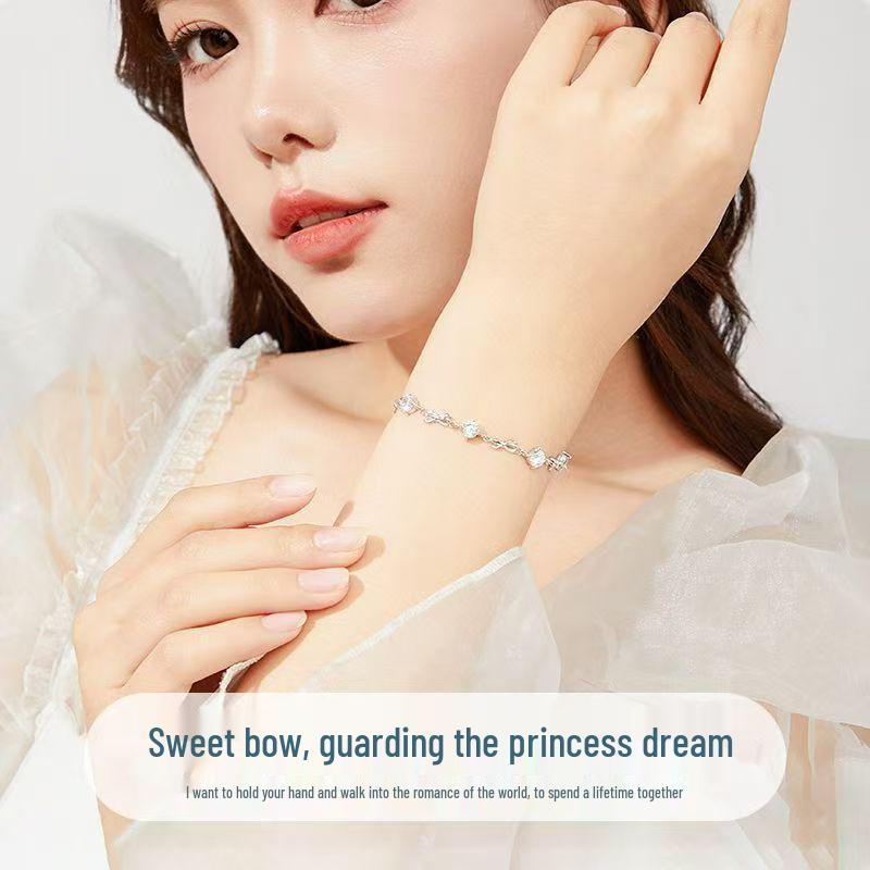 Luxury Sparkling Princess Bow Bracelet - High-End Valentine's Day Gift for Girlfriend
