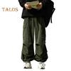 Men Cargo Pants Loose Solid Color Vintage Style Corduroy High Street Style Straight Wide Leg Multi Pockets Streetwear Outdoor Travel Trousers