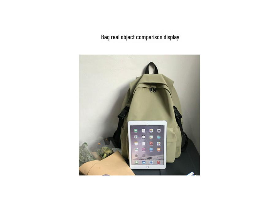 Women's Japanese & Korean Style Nylon Backpack - Solid Color, Lightweight, Fashionable for High School & College Students.