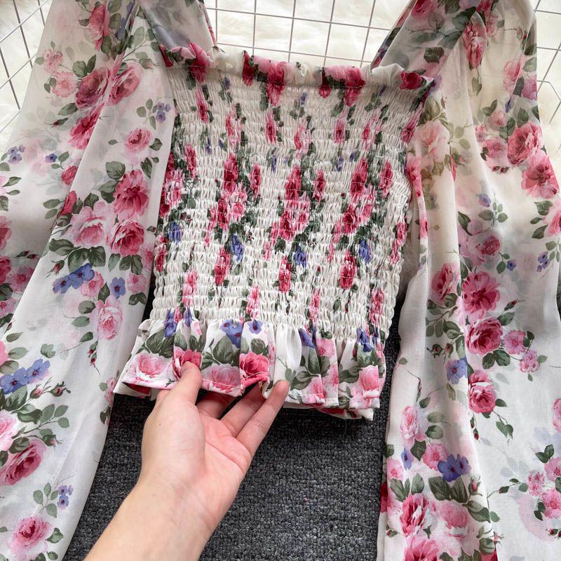 Women's 2026 Chiffon Puff Sleeve Lace Top