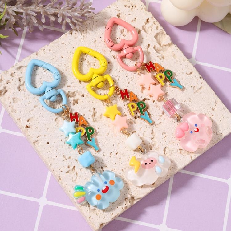 Whimsical Cloud Star Keychain Metal Beadwork Cloud Shaped Keyring Pendant Cute Functional Gift for Women and Teens