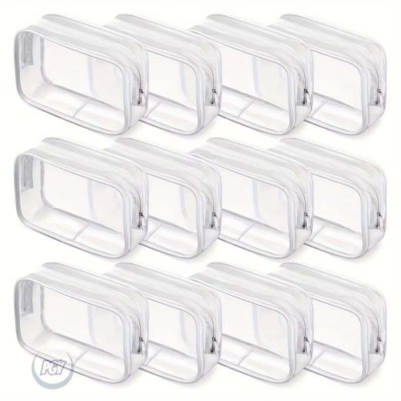 10pcs Clear PVC Makeup Bags with Zipper Transparent Cosmetic Organizer Stackable Travel Toiletry Case Makeup Pouch Cosmetic Bags