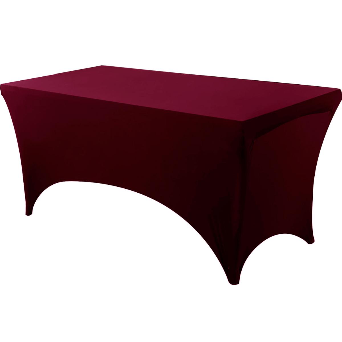 

Скатертина з спандексу для весільних вечірок, щільно обтягнута, що миється та стійка до зморшок, еластична прямокутна накидка на стіл у патіо 4Ft(122x76x76cm) бордовий