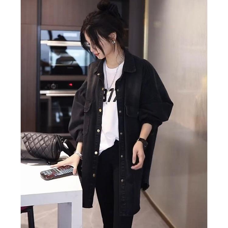 Casual Loose Fit Denim Shirt for Women In Lazy Style Autumn Outfits