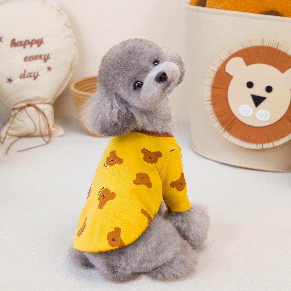 Pet Teddy Bear Base Shirt Small Dog Pet Clothing New Comfortable Clothing Elastic Printed Bear Four-color T-shirt Puppy Clothes