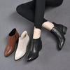 Autumn and Winter Pointed Flat-bottomed Short Boots, New Comfortable Martin Boots, Soft Leather and Velvet Thermal Boots for Women