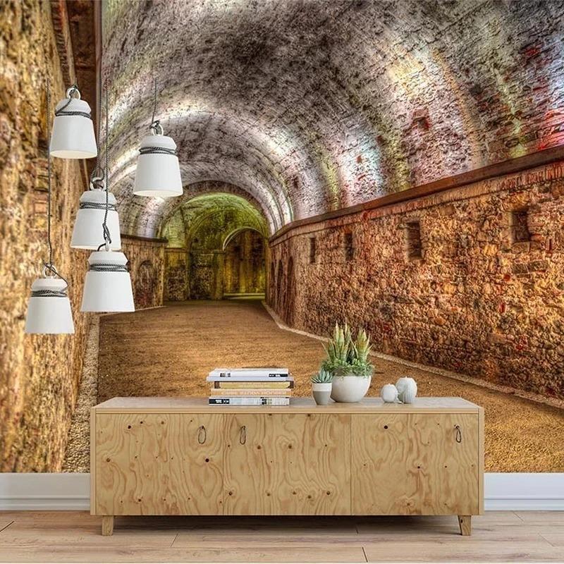 Mural 3d Stereo Tunnel Corridor Wall Painting Restaurant Cafe Background Wall Wallpaper