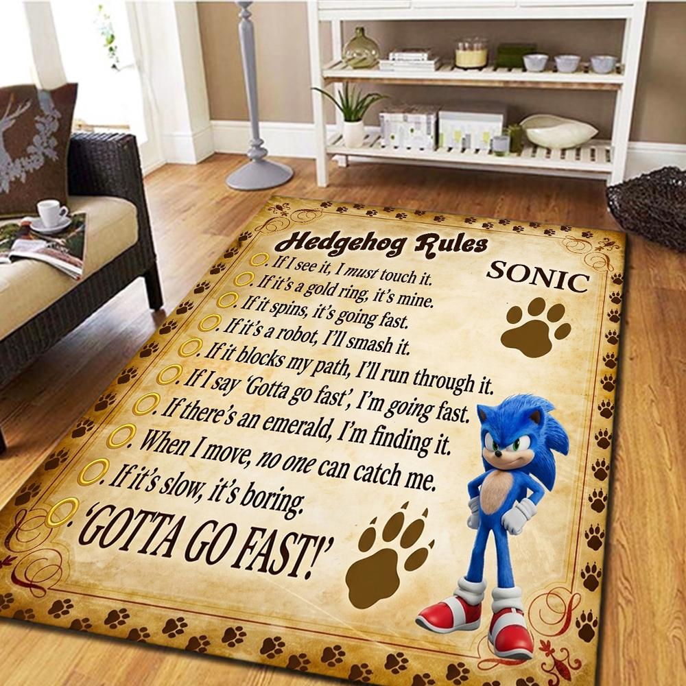 Sonic the Hedgehog Bedroom Carpet & Living Room Mat, Home Decor Cool Movie Play Floor Mat -HE53