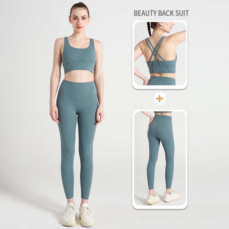 

Женский сексуальный комплект для йоги с перекрещенной спиной и высокой талией - Двойка с ощущением обнаженности Small