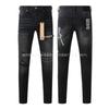 Mens Slim Fit Distressed Denim Jeans With Embroidered Patch Vintage Ink Wash Stretch Cotton Streetwear Style