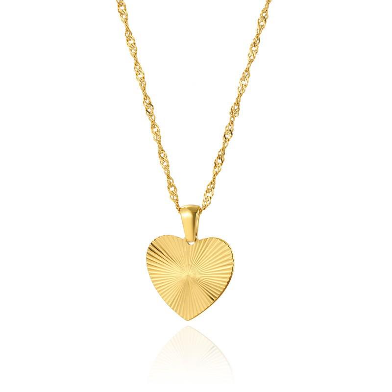 Heart Series 18K Gold-Plated Titanium Steel Necklace - Elegant, Colorfast, Simple & Chic Clavicle Chain