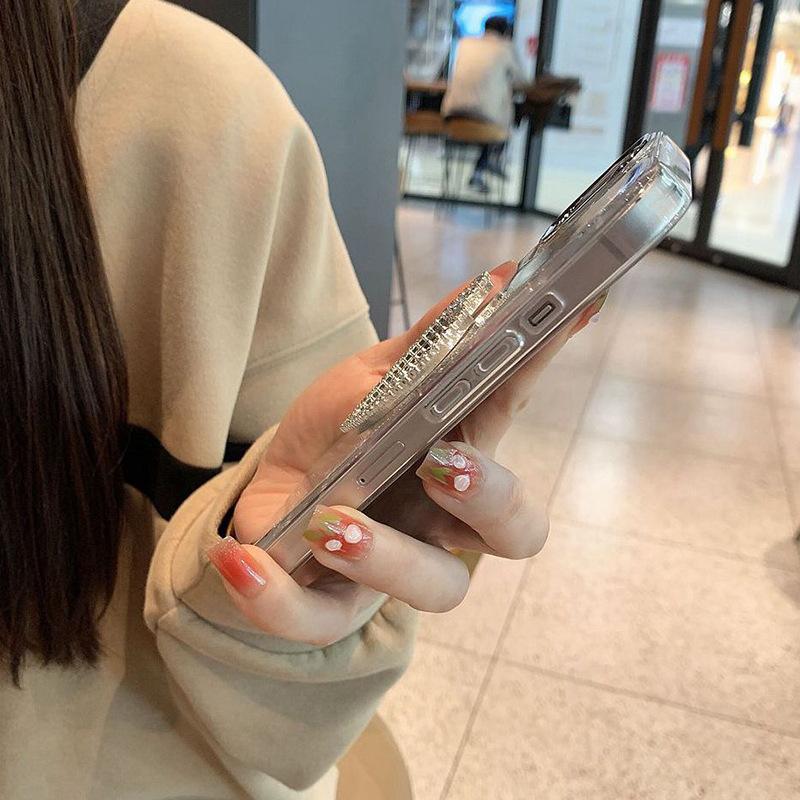 Electroplated Transparent Silver Foil Mobile Phone Case for IPhone17promax Niche Ins Style for Apple 14 Women's Model 15 Soft