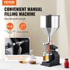 Manual Paste Liquid Filling Machine, 5-100ml Bottle Filler, Adjustable Bottle Filling Machine, Stainless Steel Liquid Filler with Hopper for Milk