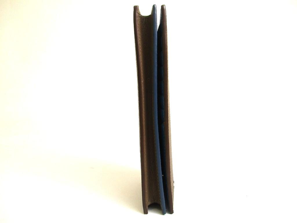 Authentic BVLGARI Man Khaki Leather Flap Long Wallet #a762  Refurbished