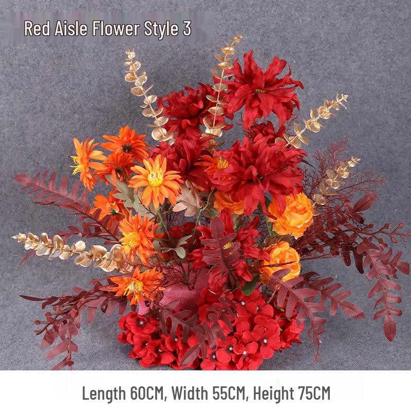 2025 Wedding Floral Decoration: Engagement Banquet Scene, Road/Stage Floral Rows, Arch Flowers, Artificial Background Simulation, Floral Art.