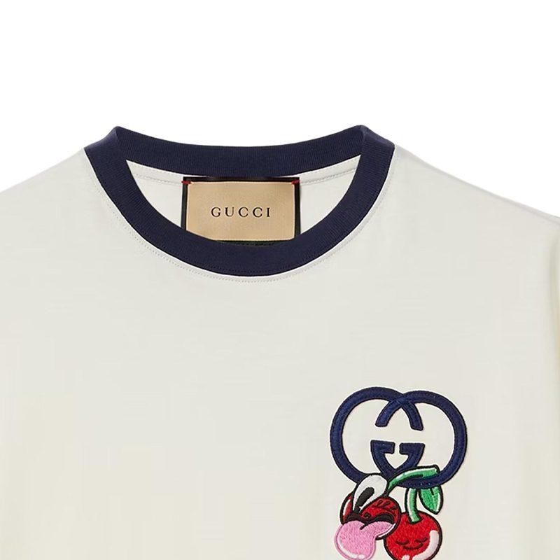GUCCI T Shirts Men's Ecru Crew Neck Moderate Straight Fit 785345-XJGIK-9088