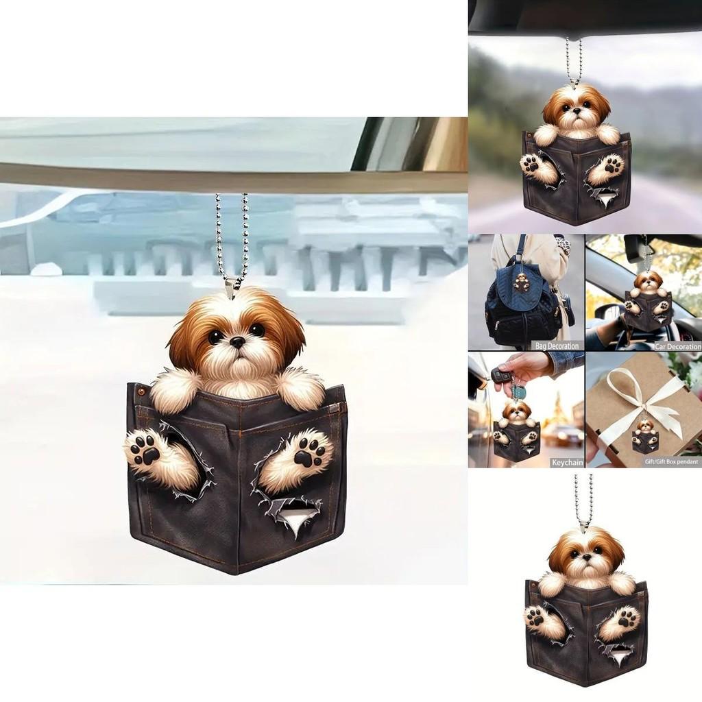 Cartoon Dog Cute Acrylic Hanging Car Decor For Unique Vehicle Charm Interior