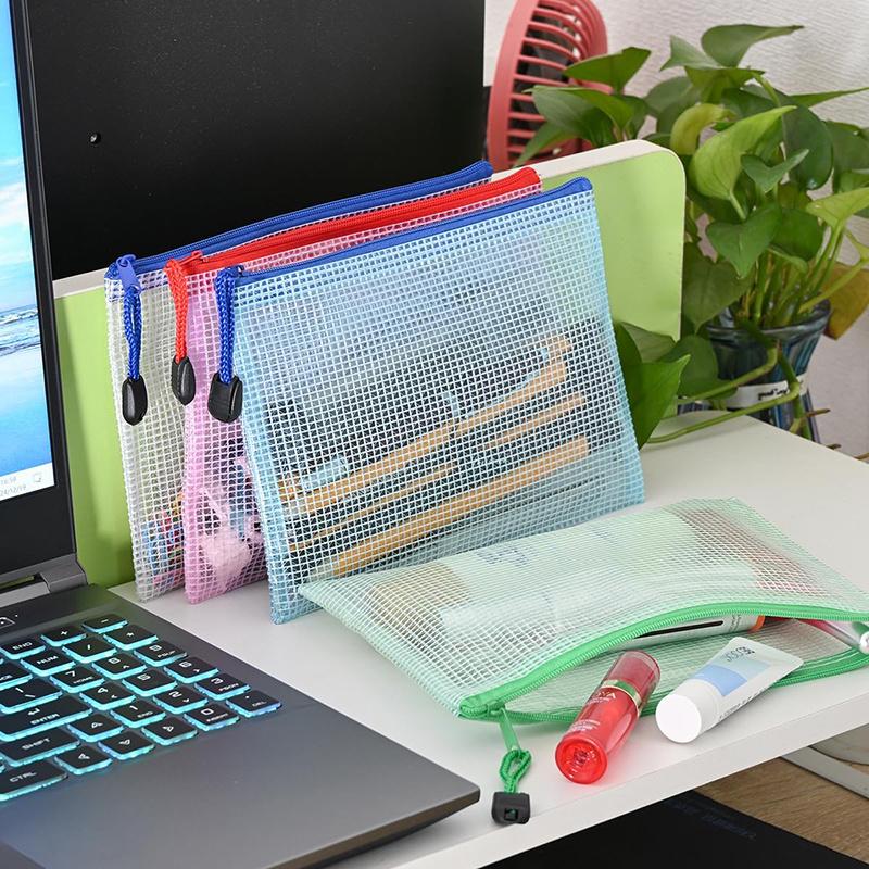 5~20PCS A4/A5 Mesh Zipper Pouch Document Bag Pen Bag Storage Bags Waterproof Zip File Folders School Office Supplies TMZ