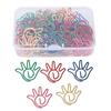 60pcs with Storage Box Paper Clip Hand Shaped School Stationery Cute Memo Clips Office Supplies