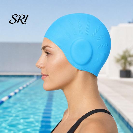 Lightweight Swimming Cap Adults Silicone Cap, Waterproof Non-slip Elastic Pool Swim Hat, Men Women Ear Protection Bathing for Short Long Hair
