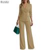 Women Long Sleeve Blazer and Long Pants Elegant Two Piece Suit Sets