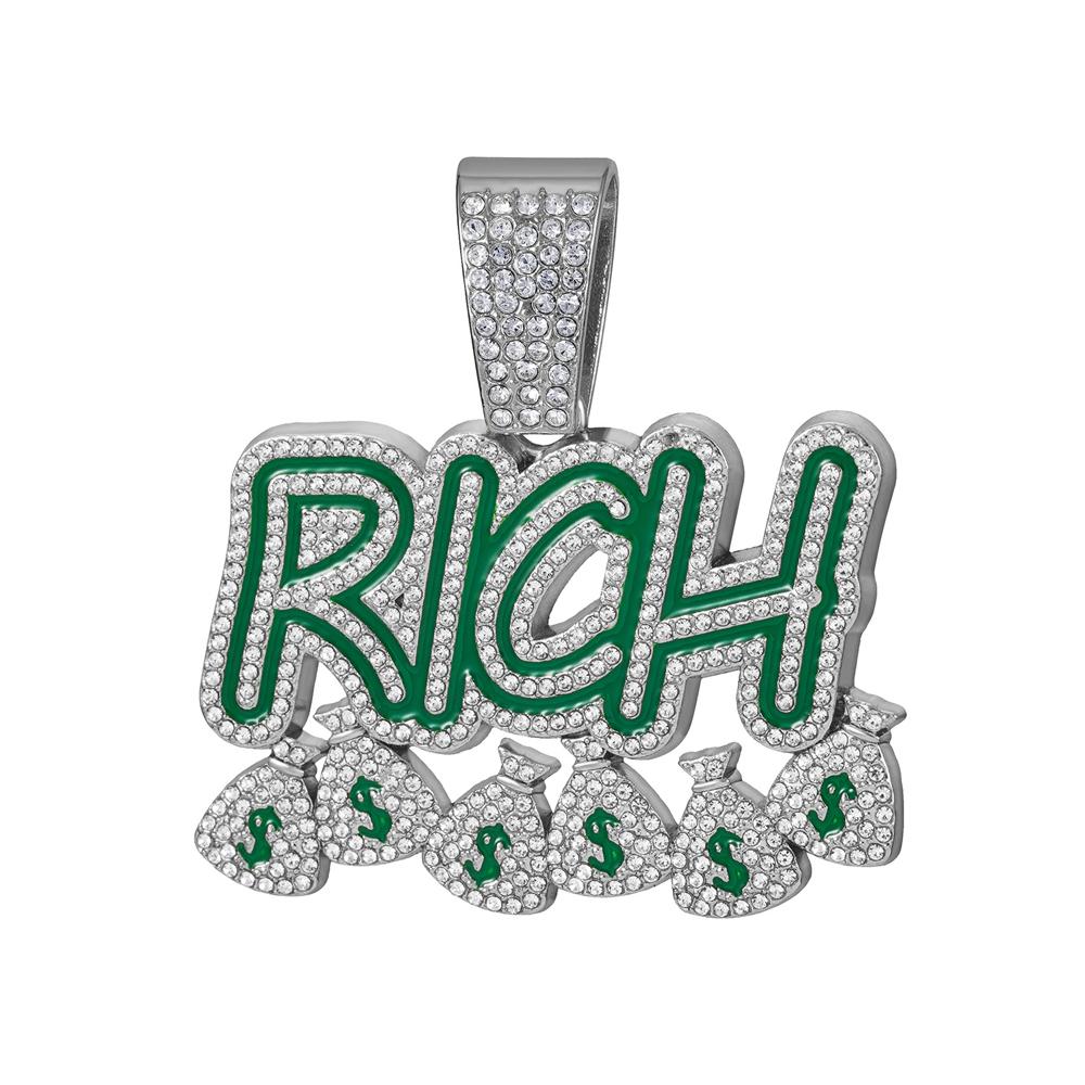Hip Hop Men Women Become Rich Money Bag Pendant NecklaceWith 13Mm Miami Cuban Link Chain Necklaces Trendy Dollar Sign Neck Wear