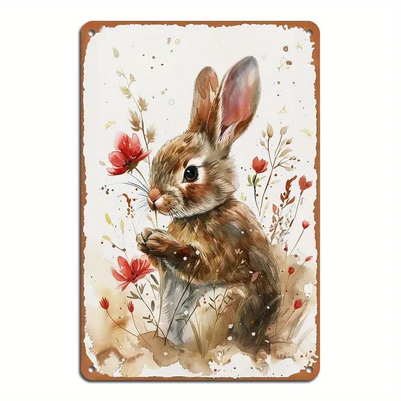 Charming Easter Bunny Metal Sign Perfect Gift for Family & Friends Cute Rabbit Wall Art for Home, Bar, Cafe Decor Garage Kitchen