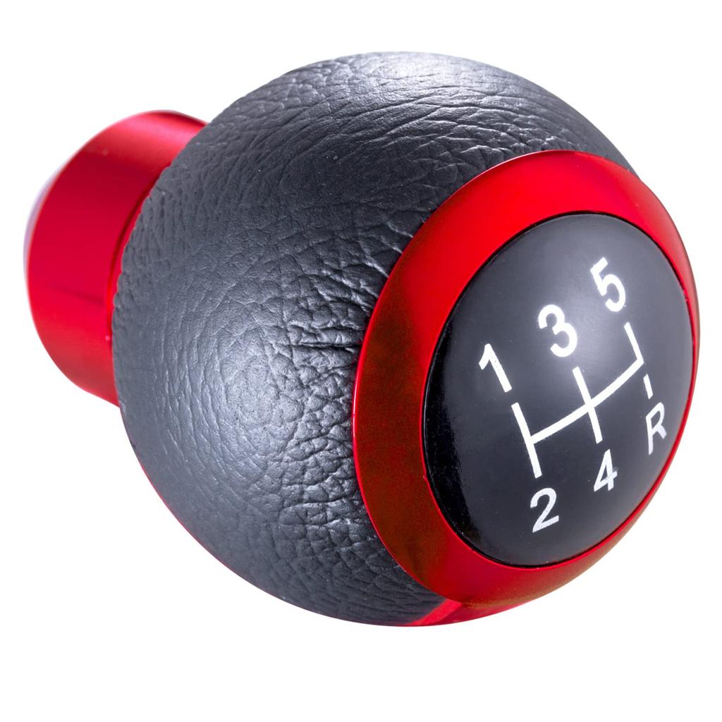 Arenbel 5 Speed Car Gear Lever Shift Knob Head PU Stick Shift Handle Fit Most Manual Automobiles Red Black