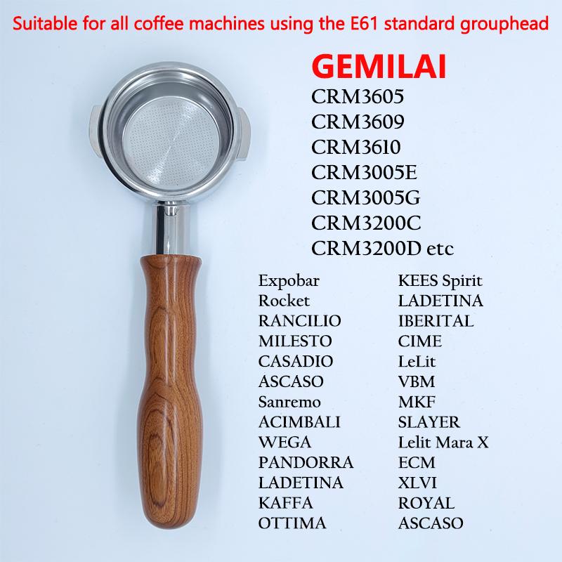 58mm Bottomless Portafilter for generic 2 ears Espresso Machine/Gemilai/Expobar/pandorra/Stainless Steel Handle-Wood 2 Ears Coffee machine