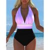 2026 Women's One-piece Swimsuit Neck Strap Halter Sling Design Beach Swimsuit
