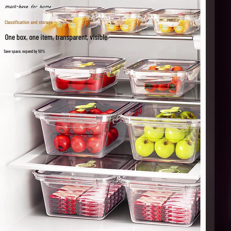 Stackable Rectangular Food Storage Box Set - Thick, Sealed Lunch & Fresh-Keeping Containers for Kitchen & Refrigerator.