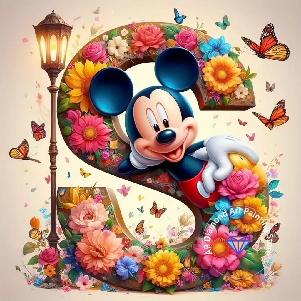 Mickey Mouse Minnie Letter Diamond Painting Kit 5D DIY Diamond Embroidery Cross Embroidery Handmade Art Gift Home Decoration
