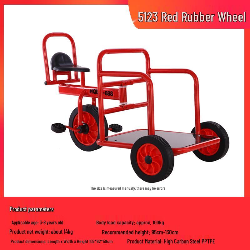 Children's Double Pedal Tricycle with Basket for Outdoor Play