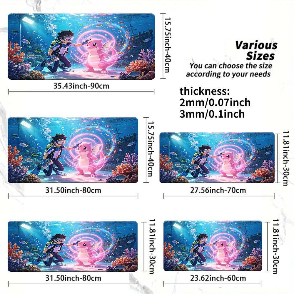 Cute Pikachu in Cozy Garden Desk Mat NonSlip Washable Mouse Pad 30x80x0.2cm
